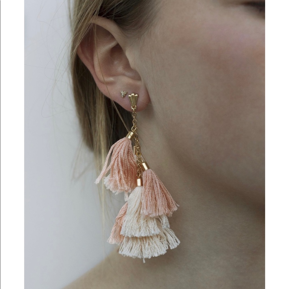 Ettika Pink and peach tassel earring